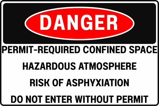 Permit-Required Confined Space Danger Sign – Hazardous Atmosphere, Risk of Asphyxiation – Do Not Enter Without Permit – Rust-Resistant Aluminum Safety Sign by CGAP Safety