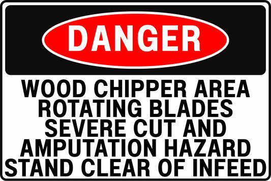 SEVER HAZARD DANGER SIGN – ROTATING BLADES – FOR WOOD PROCESSING FACILITIES – 8X12 UV-RESISTANT, RUST-RESISTANT ALUMINUM – PROFESSIONAL FACILITY GRADE – BY CGAP SAFETY