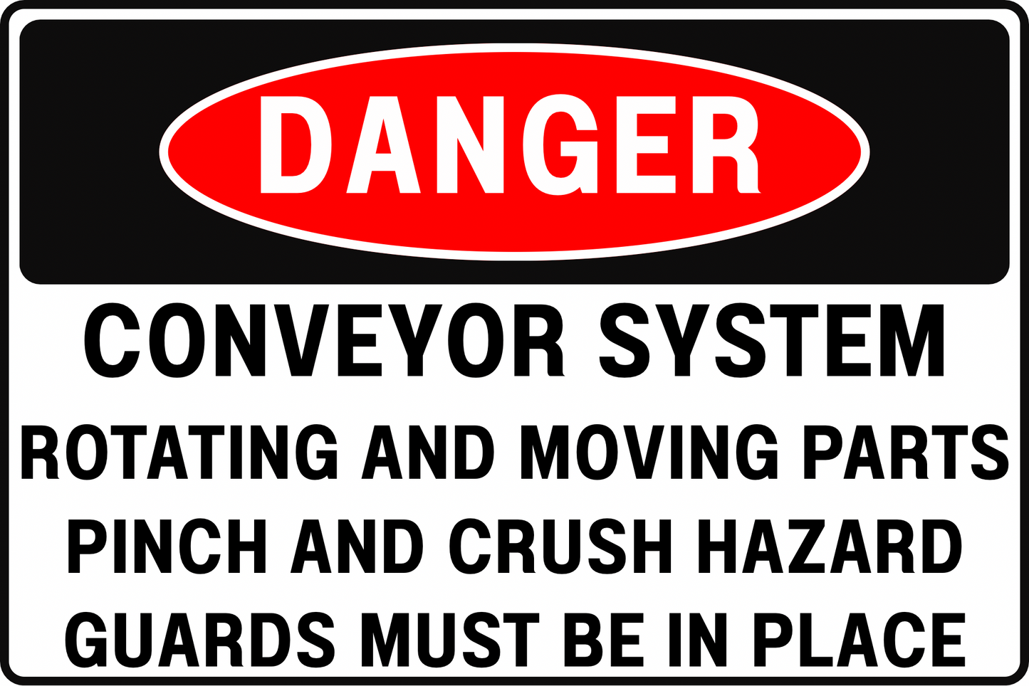 CRUSH HAZARD DANGER SIGN – MOVING PARTS – FOR MATERIAL HANDLING SYSTEMS – 8X12 UV-RESISTANT, RUST-RESISTANT ALUMINUM – PROFESSIONAL FACILITY GRADE – BY CGAP SAFETY