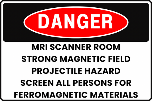 MRI SCANNER ZONE DANGER SIGN – IMPLANT PROJECTILE HAZARD – FOR MEDICAL IMAGING FACILITIES – 8X12 UV-RESISTANT, RUST-RESISTANT ALUMINUM – PROFESSIONAL FACILITY GRADE – BY CGAP SAFETY