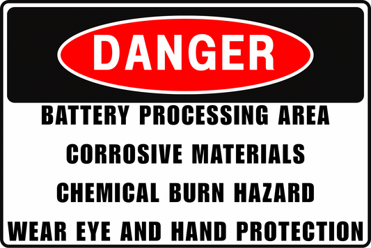 LEAD ACID BATTERY SORTING DANGER SIGN – CHEMICAL BURN HAZARD – FOR INDUSTRIAL BATTERY RECYCLING – 8X12 UV-RESISTANT RUST-RESISTANT ALUMINUM – PROFESSIONAL FACILITY GRADE – BY CGAP SAFETY