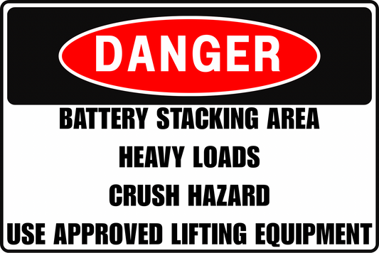 LEAD ACID BATTERY SORTING DANGER SIGN – CRUSHING HAZARD – FOR INDUSTRIAL WAREHOUSES – 8X12 UV-RESISTANT RUST-RESISTANT ALUMINUM – PROFESSIONAL FACILITY GRADE – BY CGAP SAFETY