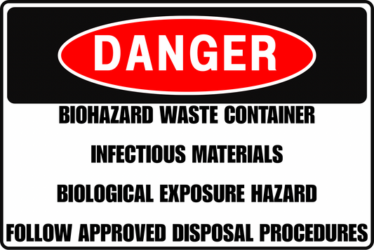 BIOHAZARD WASTE DANGER SIGN – BIOLOGICAL EXPOSURE HAZARD – FOR LABORATORY FACILITY – 8X12 UV-RESISTANT, RUST-RESISTANT ALUMINUM – PROFESSIONAL FACILITY GRADE – BY CGAP SAFETY