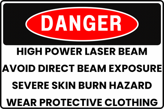 HIGH POWER LASER BEAM DANGER SIGN – SKIN BURN AND PROTECTIVE CLOTHING – FOR INDUSTRIAL LASER WORKSTATIONS – 8X12 UV-RESISTANT, RUST-RESISTANT ALUMINUM – PROFESSIONAL FACILITY GRADE – BY CGAP SAFETY
