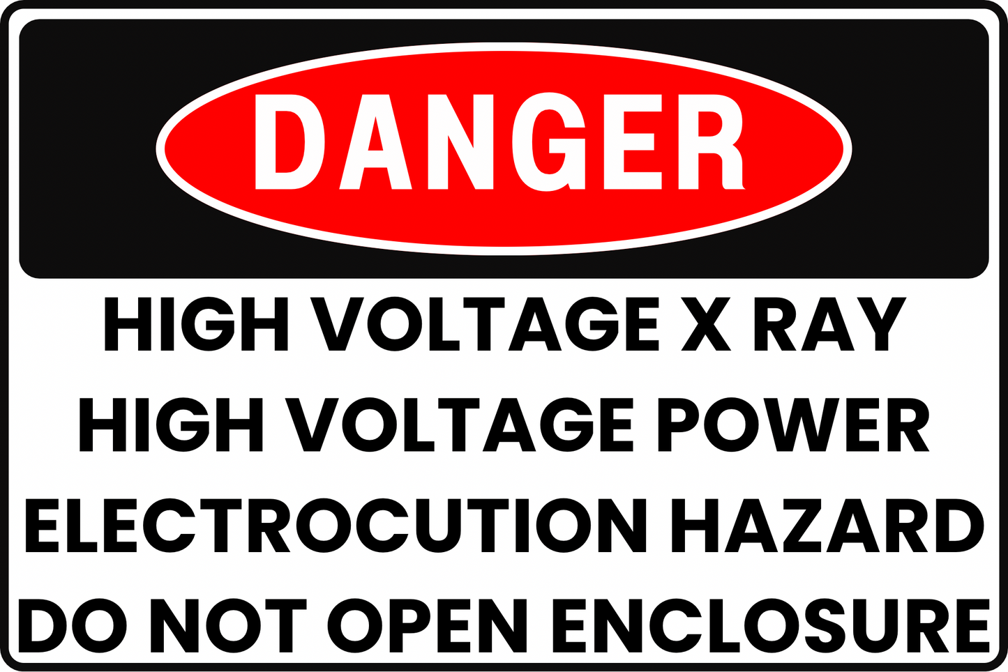 HIGH VOLTAGE X-RAY DANGER SIGN – ELECTROSTATIC SHOCK – FOR IMAGING EQUIPMENT ROOMS – 8X12 UV-RESISTANT, RUST-RESISTANT ALUMINUM – PROFESSIONAL FACILITY GRADE – BY CGAP SAFETY