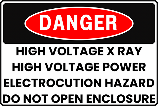 HIGH VOLTAGE X-RAY DANGER SIGN – ELECTROSTATIC SHOCK – FOR IMAGING EQUIPMENT ROOMS – 8X12 UV-RESISTANT, RUST-RESISTANT ALUMINUM – PROFESSIONAL FACILITY GRADE – BY CGAP SAFETY