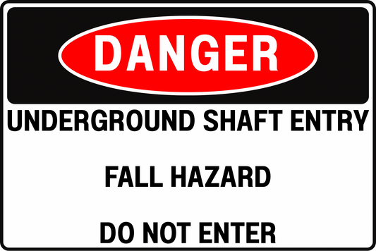 UNDERGROUND SHAFT DANGER SIGN – FALL HAZARD CONTROL – FOR MINING AND CONSTRUCTION SITES – 8X12 UV-RESISTANT, RUST-RESISTANT ALUMINUM – PROFESSIONAL FACILITY GRADE – BY CGAP SAFETY