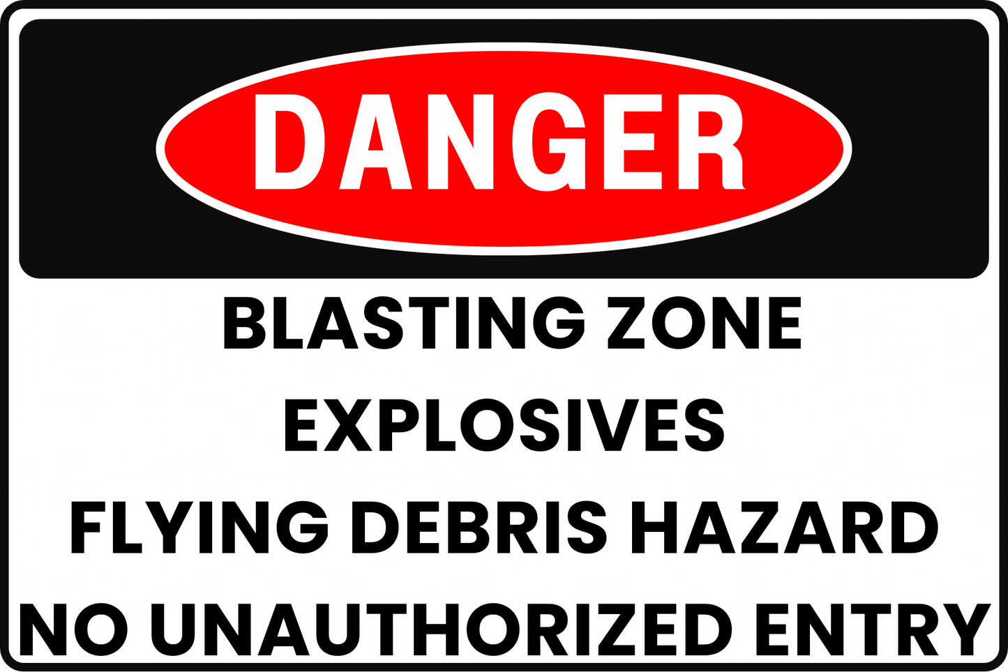 BLASTING DANGER SIGN – EXPLOSIVES AND FLYING DEBRIS – FOR UNDERGROUND SHAFTS – 8X12 UV-RESISTANT, RUST-RESISTANT ALUMINUM – PROFESSIONAL FACILITY GRADE – BY CGAP SAFETY