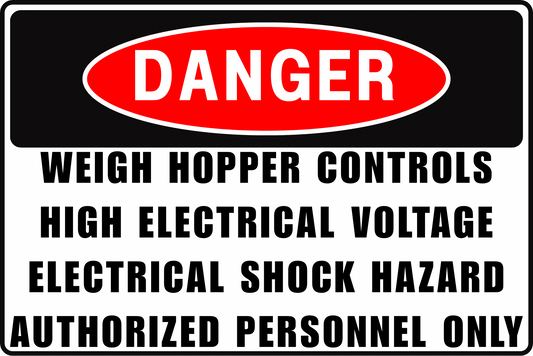 BATCHING WEIGH HOPPER DANGER SIGN – ELECTRICAL SHOCK HAZARD – FOR ELECTRICAL PANELS – 8X12 UV - RESISTANT, RUST - RESISTANT ALUMINUM – PROFESSIONAL FACILITY GRADE – BY CGAP SAFETY - CGAP Industries