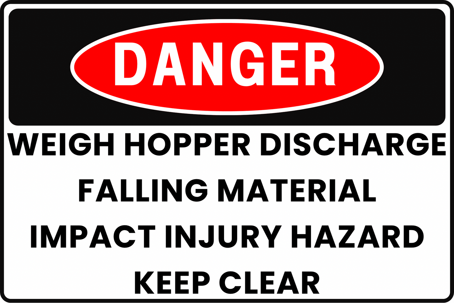 BATCHING WEIGH HOPPER DANGER SIGN – FALLING MATERIAL HAZARD – FOR MATERIAL HANDLING – 8X12 UV - RESISTANT, RUST - RESISTANT ALUMINUM – PROFESSIONAL FACILITY GRADE – BY CGAP SAFETY - CGAP Industries