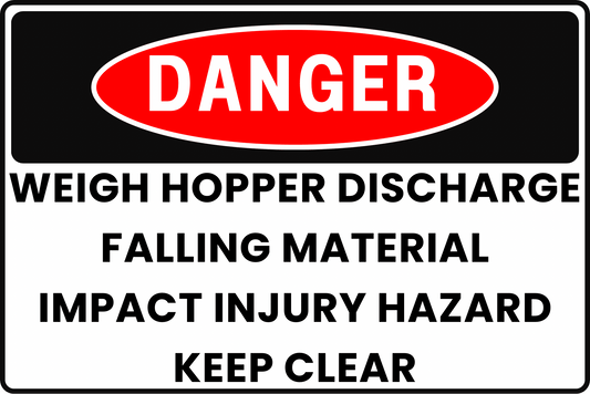 BATCHING WEIGH HOPPER DANGER SIGN – FALLING MATERIAL HAZARD – FOR MATERIAL HANDLING – 8X12 UV - RESISTANT, RUST - RESISTANT ALUMINUM – PROFESSIONAL FACILITY GRADE – BY CGAP SAFETY - CGAP Industries