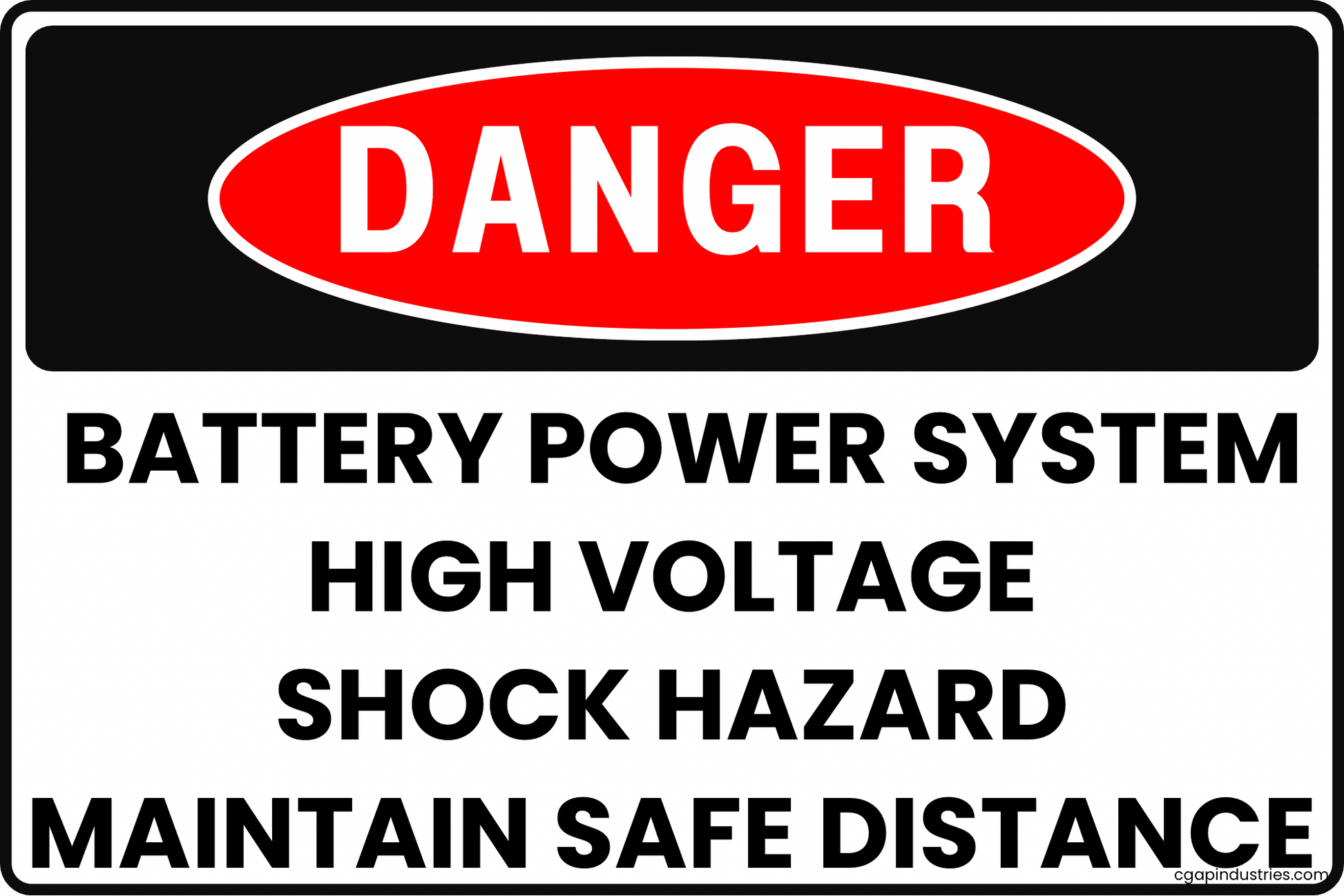 Battery Power System High Voltage Hazard Sign 8x12 Rust - Resistant Aluminum with UV - Resistant Graphics by CGAP Safety - CGAP Industries