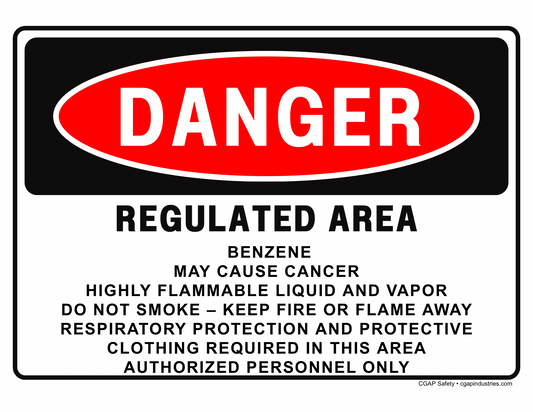 Benzene Danger Sign – May Cause Cancer, Highly Flammable – OSHA 1910.1028 Compliance – Aluminum 8×12 or Polyester 8.5×11 – CGAP Safety - CGAP Industries