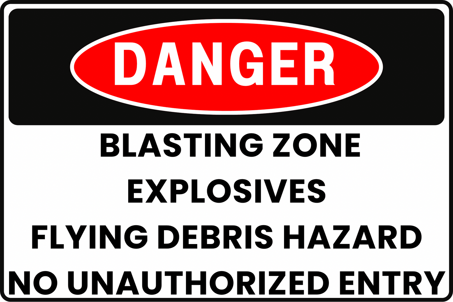 BLASTING DANGER SIGN – EXPLOSIVES AND FLYING DEBRIS – FOR UNDERGROUND SHAFTS – 8X12 UV - RESISTANT, RUST - RESISTANT ALUMINUM – PROFESSIONAL FACILITY GRADE – BY CGAP SAFETY - CGAP Industries
