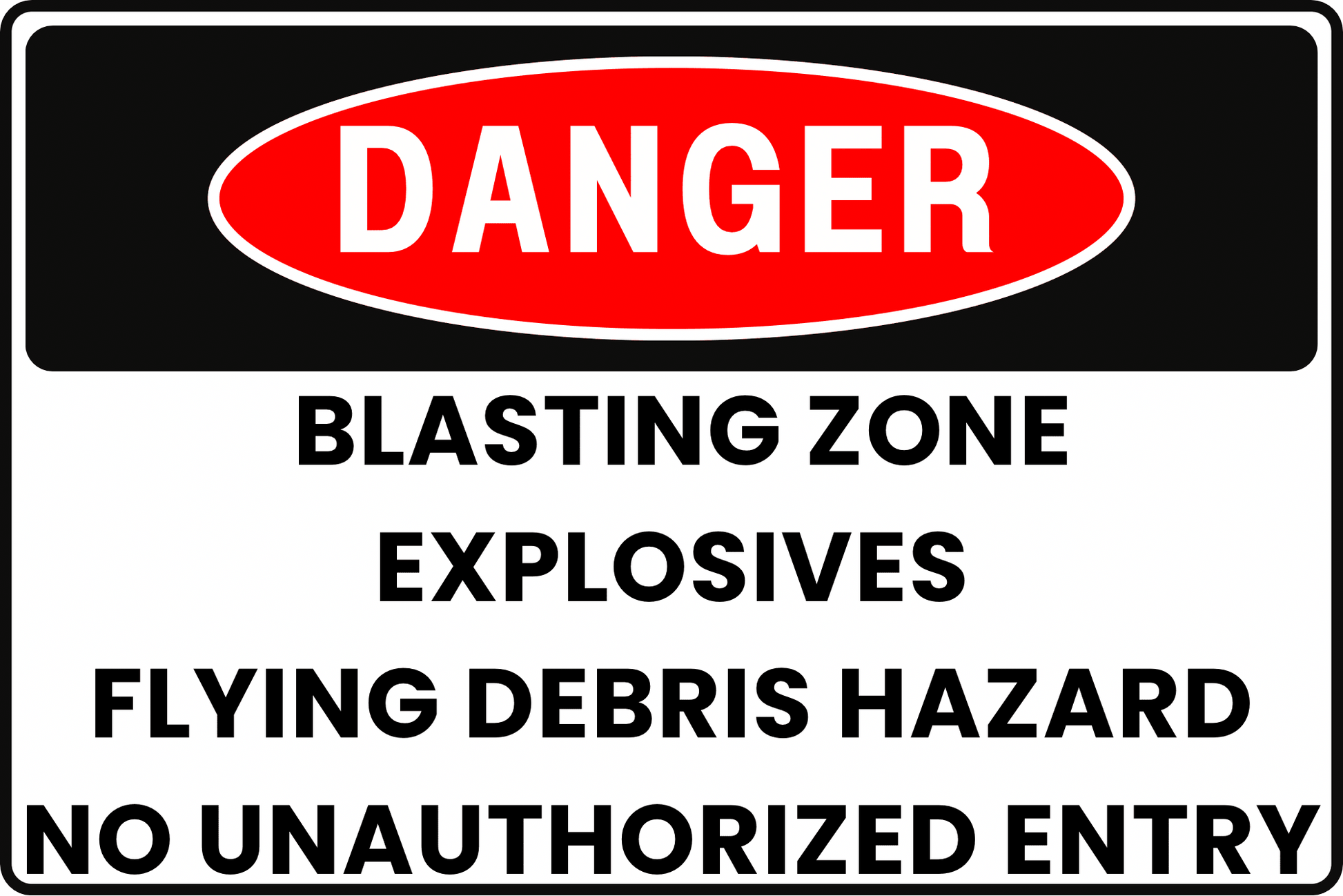 BLASTING DANGER SIGN – EXPLOSIVES AND FLYING DEBRIS – FOR UNDERGROUND SHAFTS – 8X12 UV - RESISTANT, RUST - RESISTANT ALUMINUM – PROFESSIONAL FACILITY GRADE – BY CGAP SAFETY - CGAP Industries