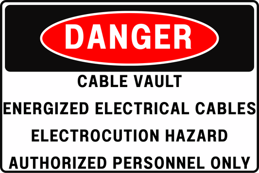 CABLE VAULT ACCESS DANGER SIGN – HIGH VOLTAGE ELECTROCUTION – FOR UTILITY INFRASTRUCTURE – 8X12 UV - RESISTANT, RUST - RESISTANT ALUMINUM – PROFESSIONAL FACILITY GRADE – BY CGAP SAFETY - CGAP Industries
