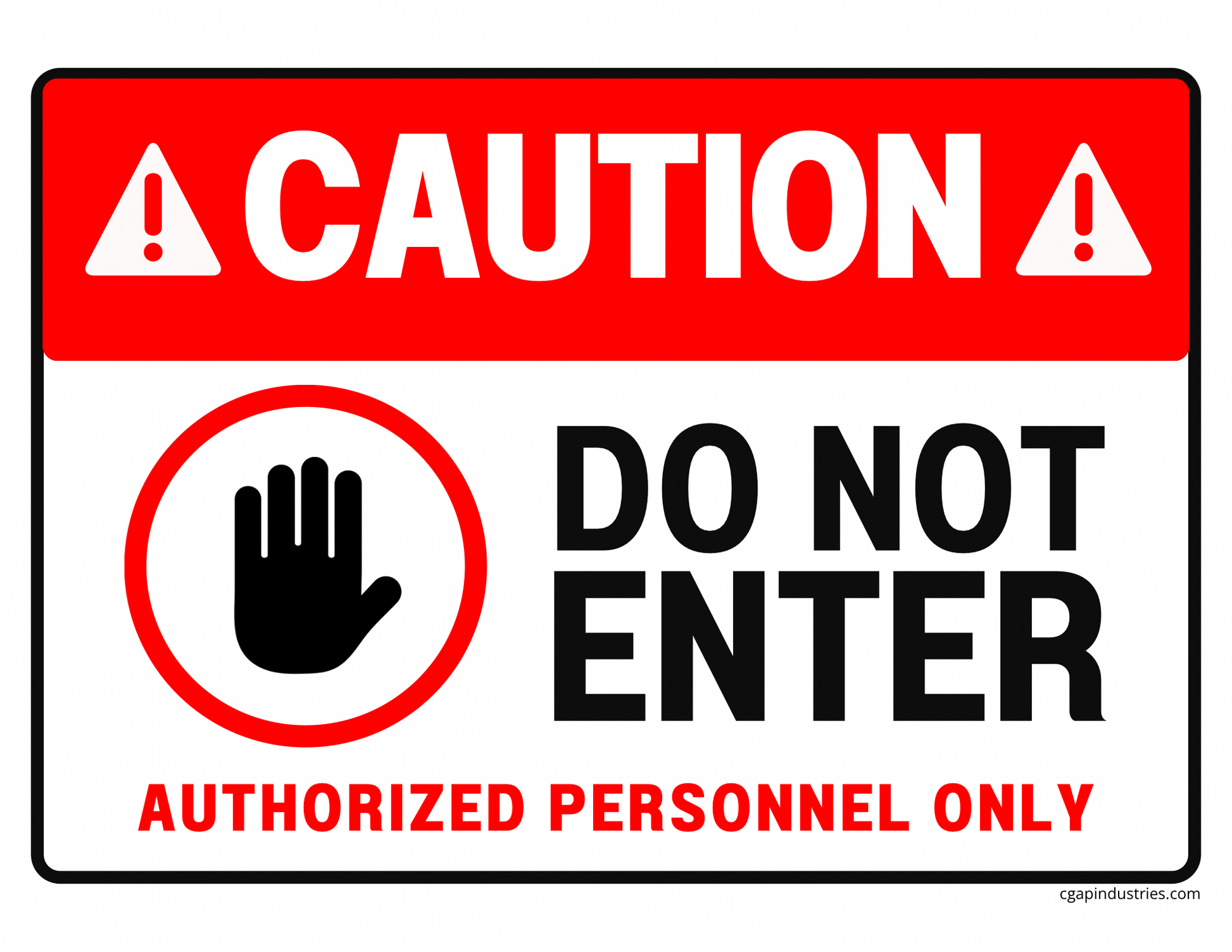 CAUTION — Do Not Enter | Authorized Personnel Only | Peel - and - Stick Safety Decal (8.5 × 11 in) - CGAP Industries