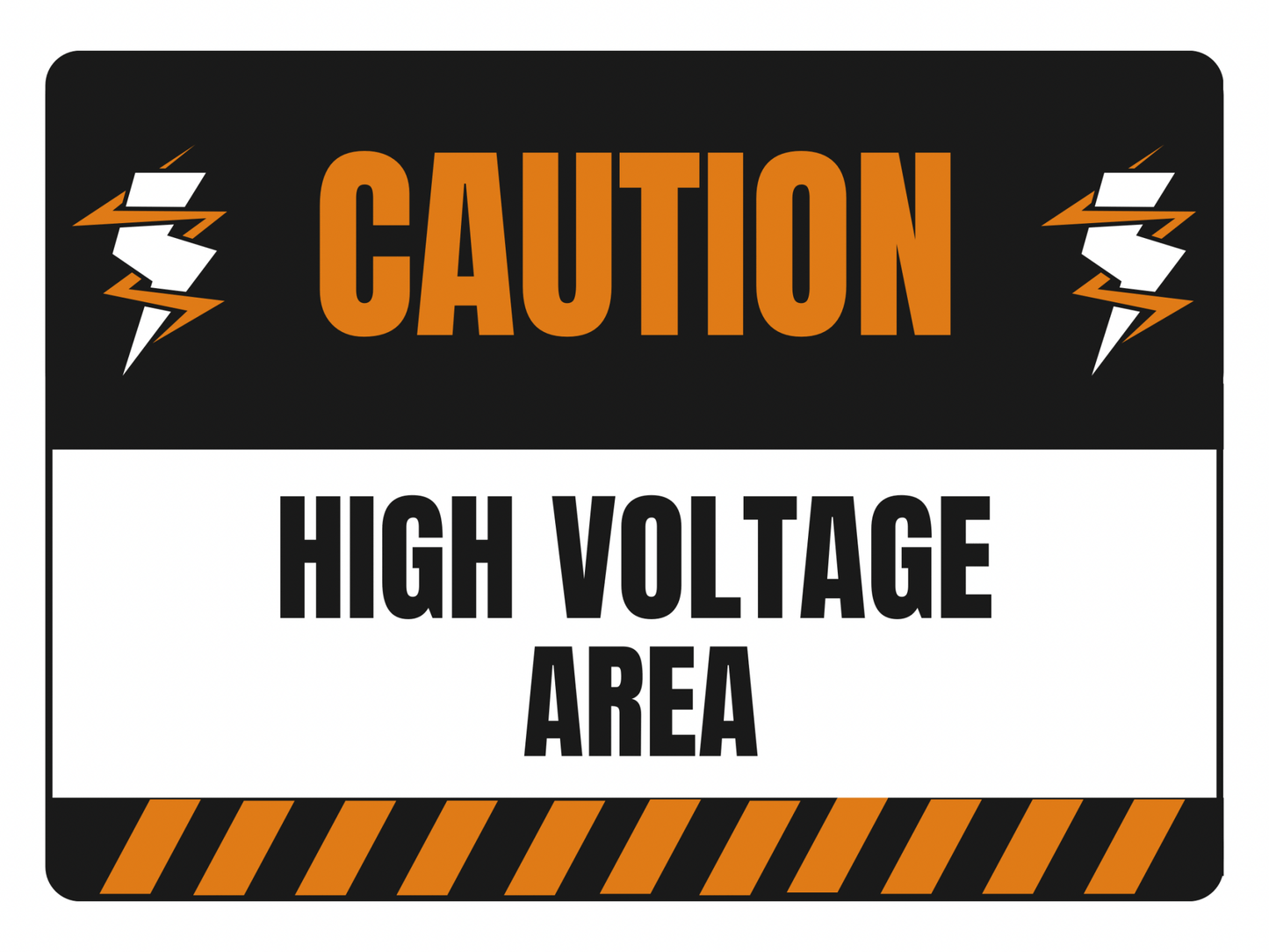 Caution: High Voltage Area Sign – Black & Orange Design | Indoor/Outdoor Safety Decal (8.5 × 11 in) | CGAP Safety - CGAP Industries