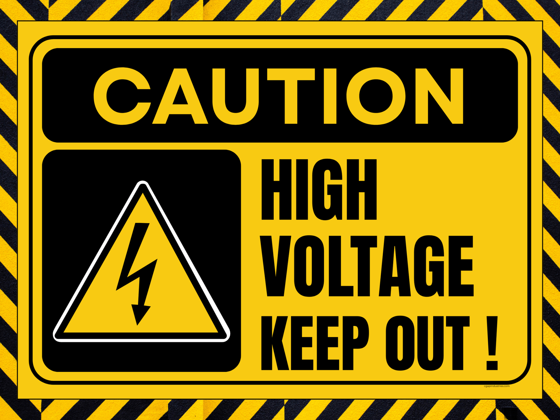 Caution High Voltage Keep Out Sign – Yellow/Black Electrical Safety Decal (8.5 × 11 in) | CGAP Safety - CGAP Industries