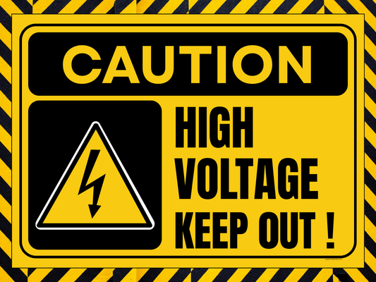 Caution High Voltage Keep Out Sign – Yellow/Black Electrical Safety Decal (8.5 × 11 in) | CGAP Safety - CGAP Industries