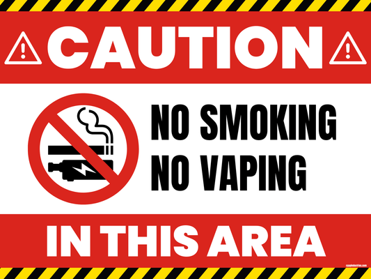 Caution: No Smoking / No Vaping in This Area – OSHA - Style Safety Sign | Indoor/Outdoor Decal (8.5 × 11 in) | CGAP Safety - CGAP Industries