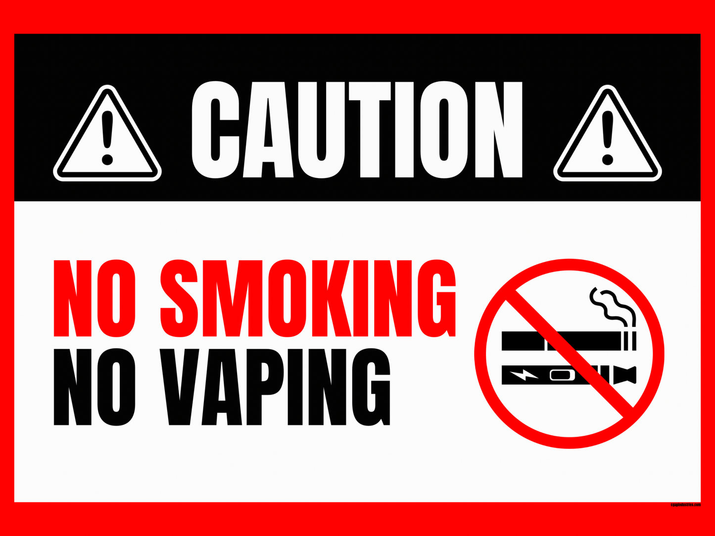 Caution – No Smoking No Vaping Sign | OSHA - Style Safety Decal (8.5 × 11 in) - CGAP Industries