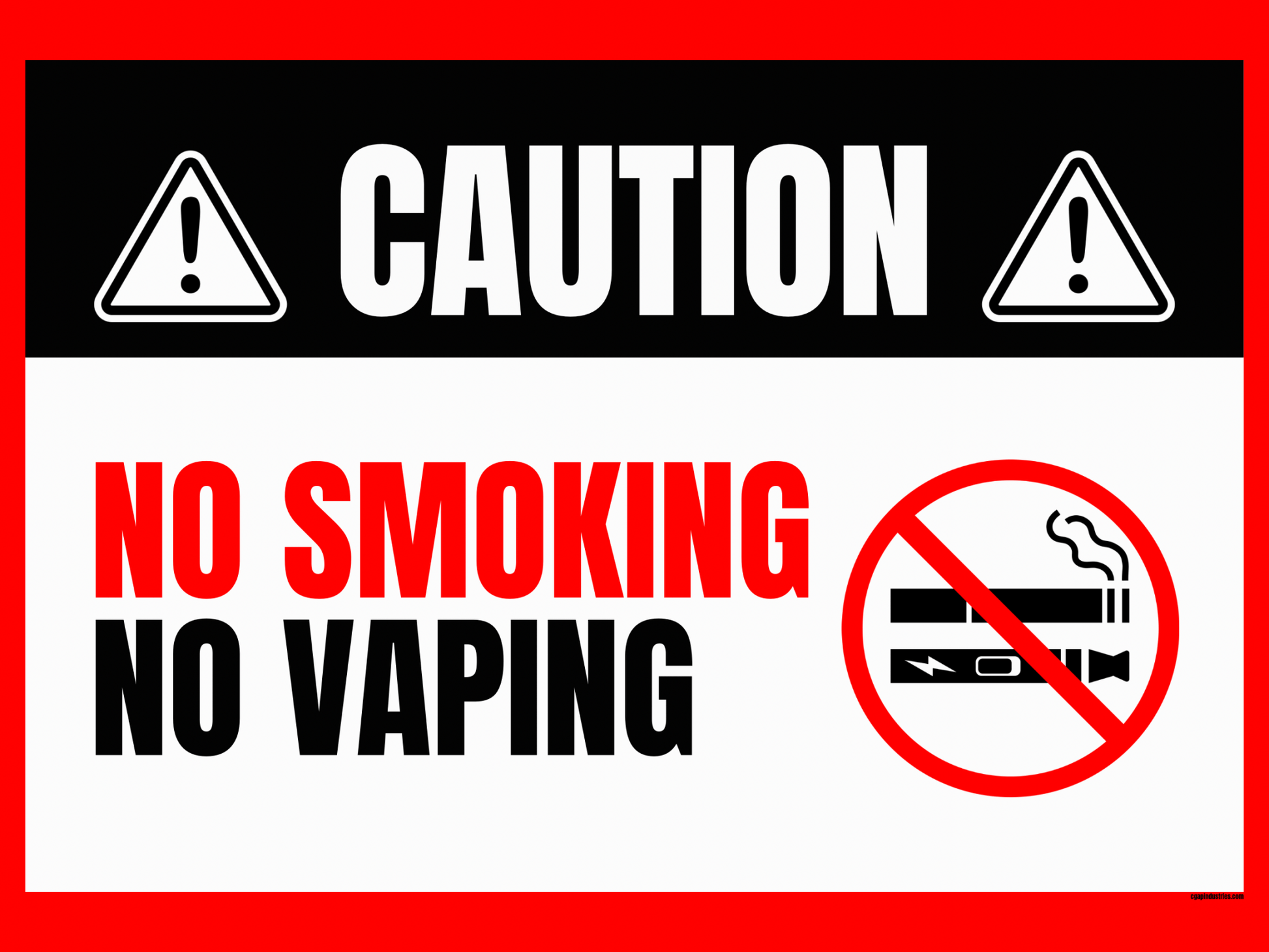 Caution – No Smoking No Vaping Sign | OSHA - Style Safety Decal (8.5 × 11 in) - CGAP Industries