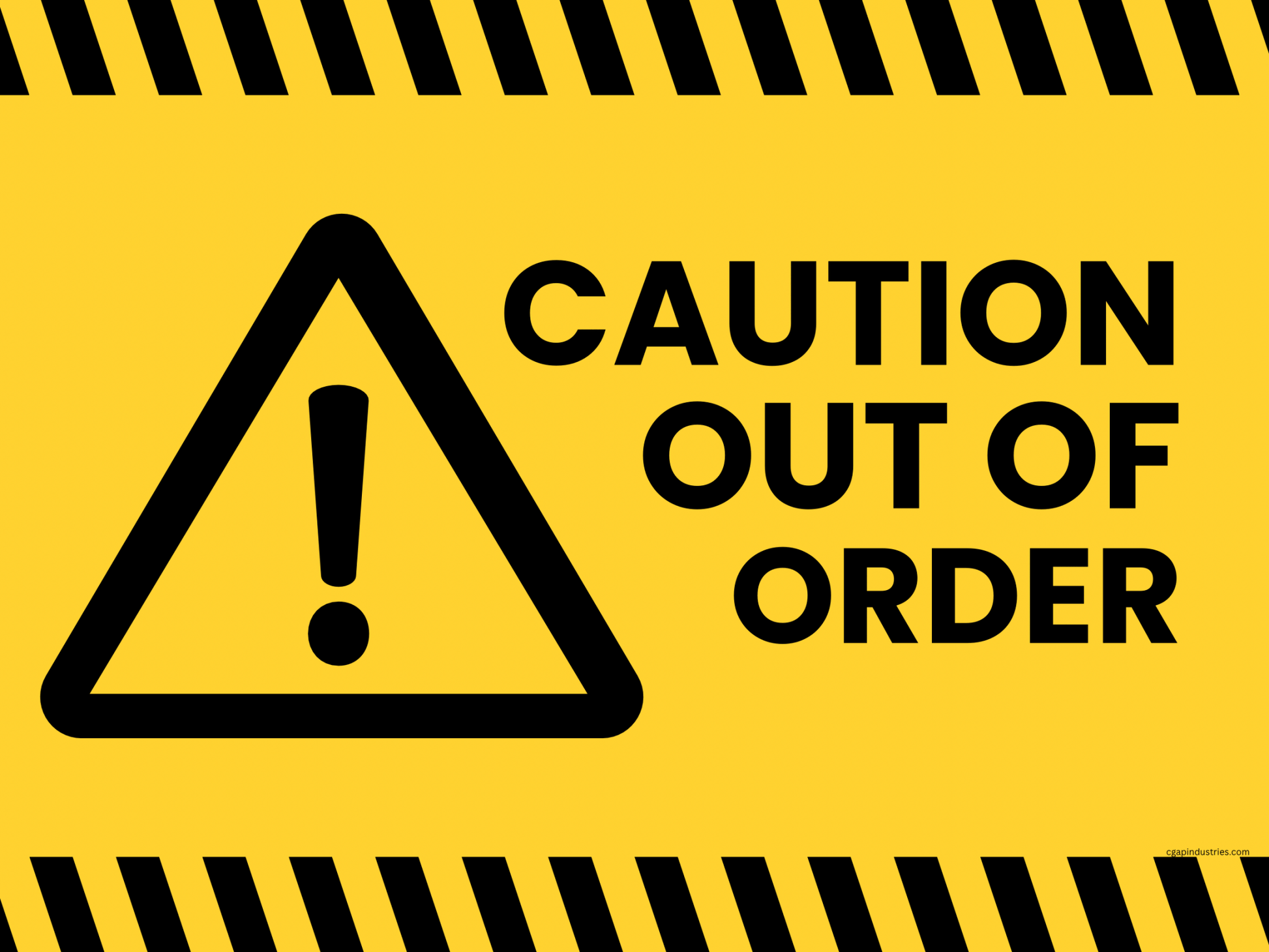 CAUTION — OUT OF ORDER | Yellow & Black Safety Decal (8.5 × 11 in, Peel & Stick) - CGAP Industries