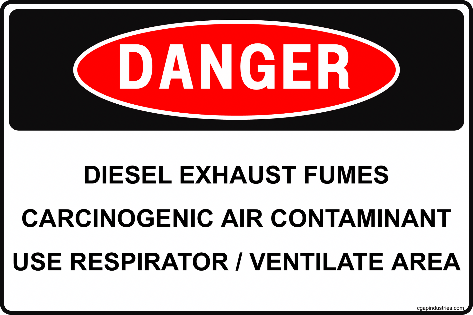 CGAP Safety DANGER – Diesel Exhaust Carcinogen Sign, 8x12 Aluminum, Air Contaminant Warning for Garages & Industrial Facilities - CGAP Industries