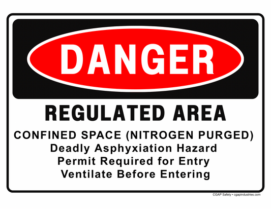 Confined Space Nitrogen Purged Danger Sign – Deadly Asphyxiation Hazard, Permit Required – 8x12 Aluminum – CGAP Safety - CGAP Industries