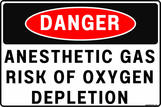 Danger Anesthetic Gas Sign – Risk of Oxygen Depletion, 8x12 Rust - Resistant Aluminum Asphyxiation Hazard Safety Sign for OR, Dental, Vet & Anesthesia Areas by CGAP Safety - CGAP Industries