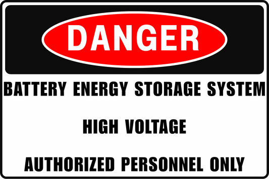 DANGER Battery Energy Storage System Sign – High Voltage Authorized Personnel Only – BESS Electrical Hazard Sign – Rust - Resistant Aluminum 12x8 by CGAP Safety - CGAP Industries