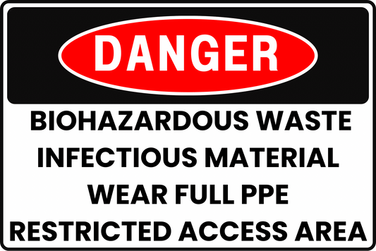 DANGER BIOHAZARDOUS WASTE INFECTIOUS MATERIAL AREA SAFETY SIGN FOR LABORATORIES & RESEARCH FACILITIES, 8X12 RUST - RESISTANT ALUMINUM WITH UV - RESISTANT GRAPHICS BY CGAP SAFETY - CGAP Industries