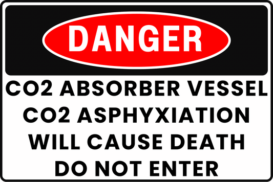 DANGER CO2 Absorber Vessel Sign, CO2 Asphyxiation, Will Cause Death, Do Not Enter, Aluminum 12x8, UV - Resistant, Rust - Resistant by CGAP Safety - CGAP Industries