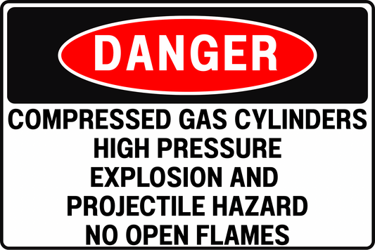 DANGER Compressed Gas Cylinders Sign High Pressure Explosion and Projectile Hazard 8x12 UV Resistant Rust Resistant Aluminum Professional Facility Grade by CGAP Safety - CGAP Industries