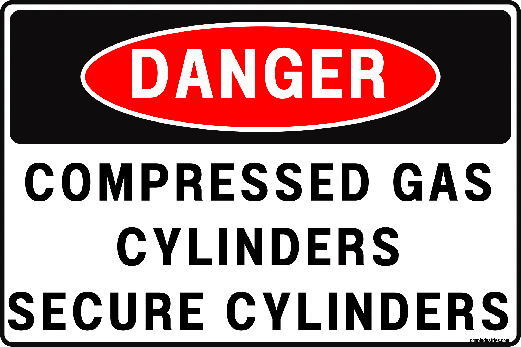 Danger Compressed Gas Cylinders Sign – Secure Cylinders Safety Notice ...