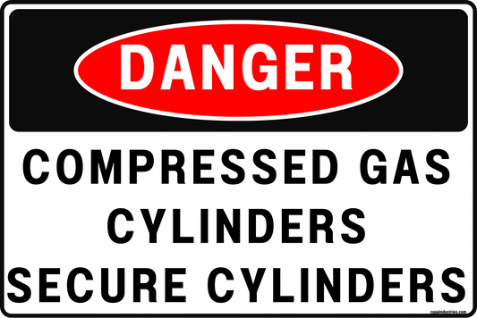 Danger Compressed Gas Cylinders Sign – Secure Cylinders Safety Notice, 8x12 Rust - Resistant Aluminum Gas Bottle Storage Cylinder Restraint Sign for Welding Shop Lab Hospital by CGAP Safety - CGAP Industries