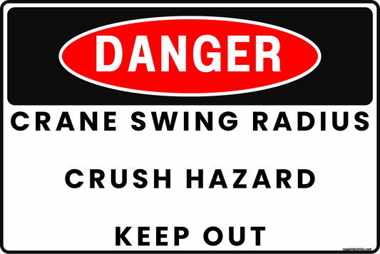 DANGER Crane Swing Radius Sign – Crush Hazard Keep Out – Construction Crane Safety Warning – UV - Resistant Rust - Resistant Aluminum 12x8 by CGAP Safety - CGAP Industries