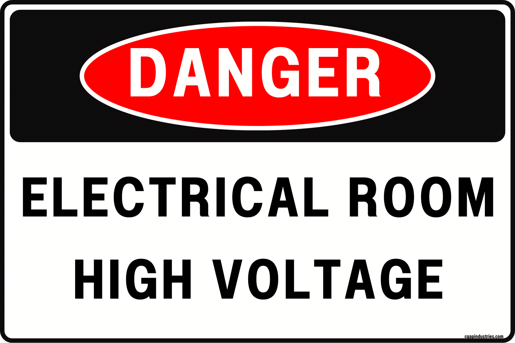Danger Electrical Room Sign – High Voltage, 8x12 Rust - Resistant Aluminum Safety Sign for Utility, Maintenance, Industrial Facilities, Mechanical/Electrical Rooms by CGAP Safety - CGAP Industries