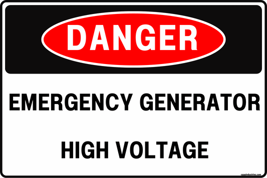 Danger Emergency Generator Sign – High Voltage, 8x12 Rust - Resistant Aluminum Backup Power Electrical Safety Sign for Generator Rooms & Transfer Switch Areas by CGAP Safety - CGAP Industries
