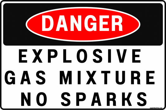 Danger Explosive Gas Mixture No Sparks Sign – Ignition Sources Prohibited, Hazardous Atmosphere Warning – 8x12 Rust - Resistant Aluminum, UV - Resistant, Pre - Drilled, Rounded Corners – by CGAP Safety - CGAP Industries