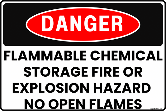 Danger Flammable Chemical Storage Sign – Fire or Explosion Hazard, No Open Flames – 8x12 Rust - Resistant Aluminum, UV - Resistant, Pre - Drilled, Rounded Corners – by CGAP Safety - CGAP Industries