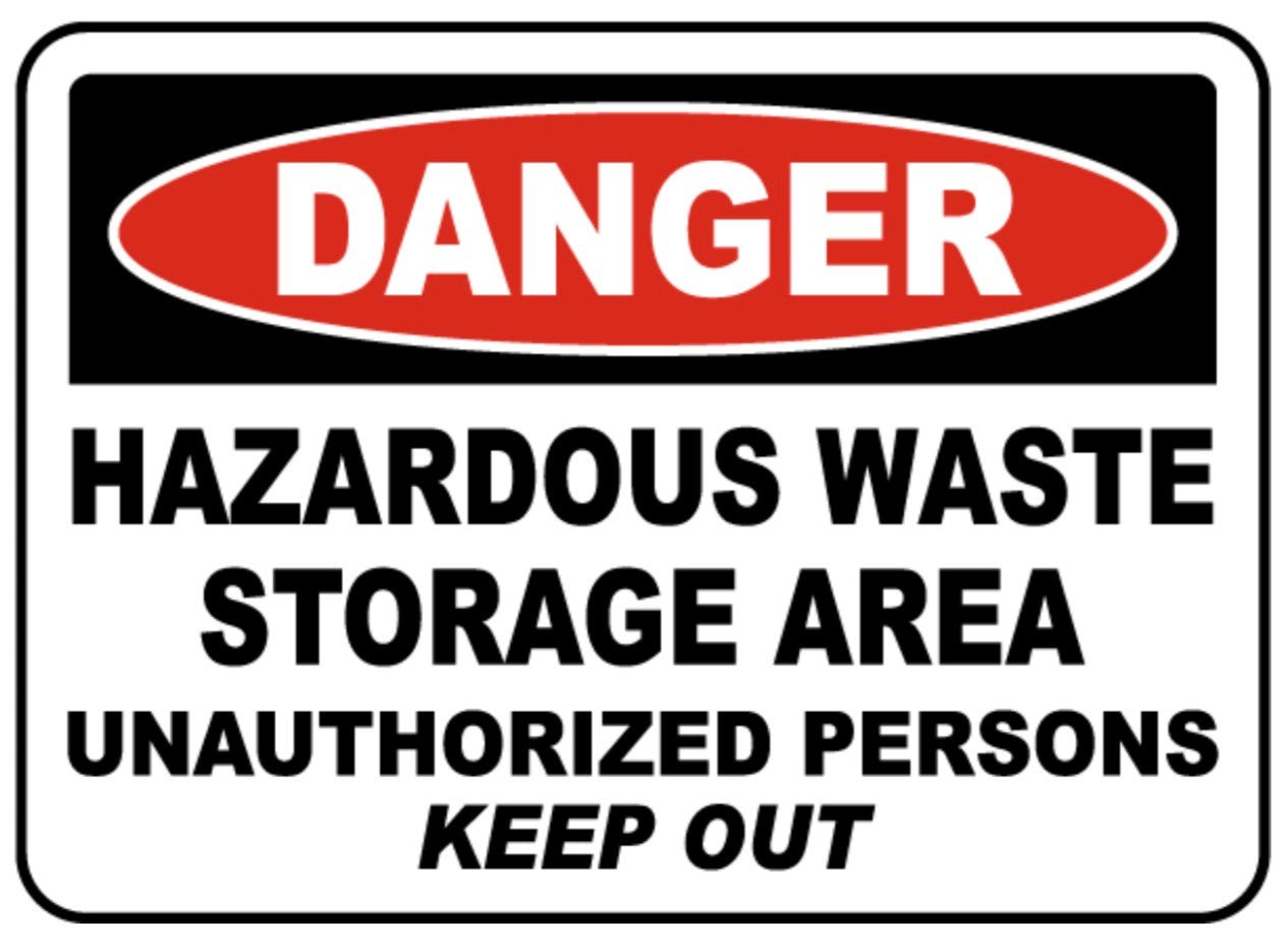 Danger: Hazardous Waste Storage Area – 8.5×11 Waterproof Adhesive Decal - CGAP Industries