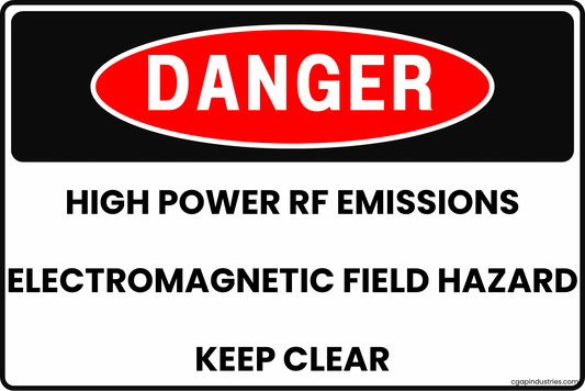 DANGER High Power RF Emissions Keep Clear Electromagnetic Field Hazard 8x12 rust - resistant aluminum UV - resistant graphics by CGAP Safety - CGAP Industries