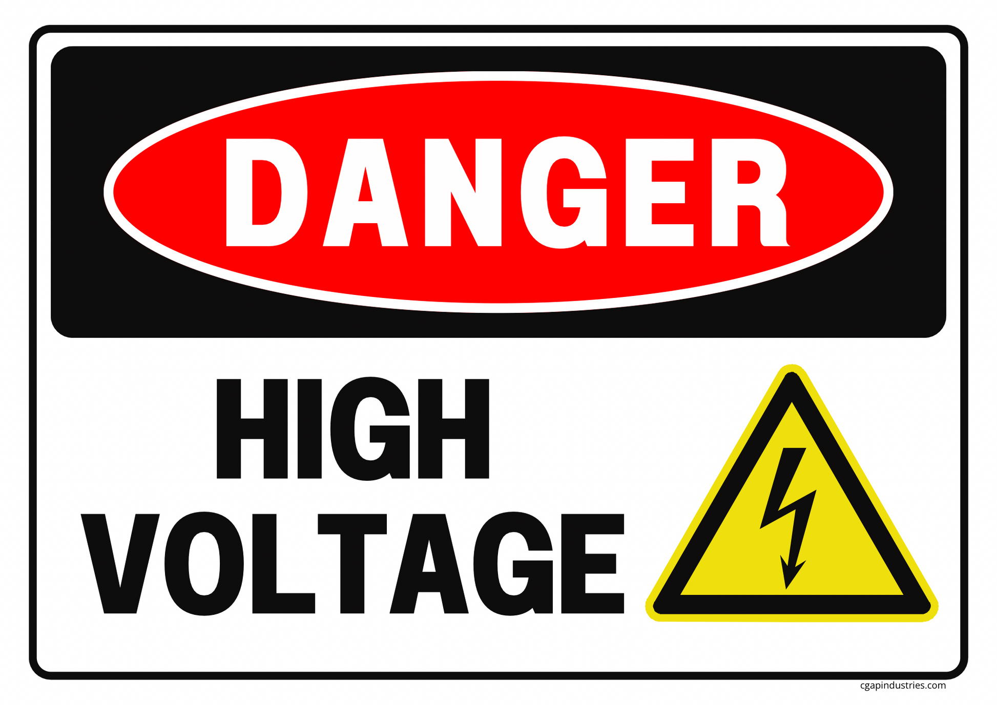Danger High Voltage Sign – OSHA - Style Red & Black | Indoor/Outdoor Safety Decal (8.5 × 11 in) | CGAP Safety - CGAP Industries