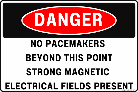 Danger No Pacemakers Beyond This Point Sign – Strong Magnetic & Electrical Fields Present – OSHA Style Safety Sign – 8x12 Aluminum – Industrial Warning for MRI Rooms, Electrical Rooms, Labs, Machine Areas – CGAP Safety - CGAP Industries