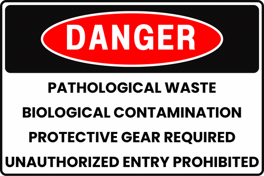 DANGER PATHOLOGICAL WASTE BIOLOGICAL CONTAMINATION AREA SIGN FOR HOSPITALS & FUNERAL HOMES, 8X12 RUST - RESISTANT ALUMINUM WITH UV - RESISTANT GRAPHICS BY CGAP SAFETY - CGAP Industries