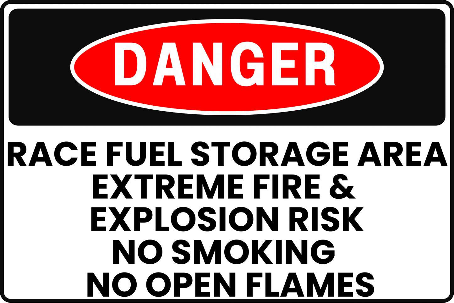 DANGER RACE FUEL STORAGE AREA SIGN - HIGHLY FLAMMABLE & EXPLOSIVE HAZARD, AUTHORIZED PERSONNEL ONLY PROTOCOL FOR MOTORSPORTS FACILITIES, 8X12 RUST - RESISTANT ALUMINUM WITH UV - RESISTANT GRAPHICS BY CGAP SAFETY - CGAP Industries