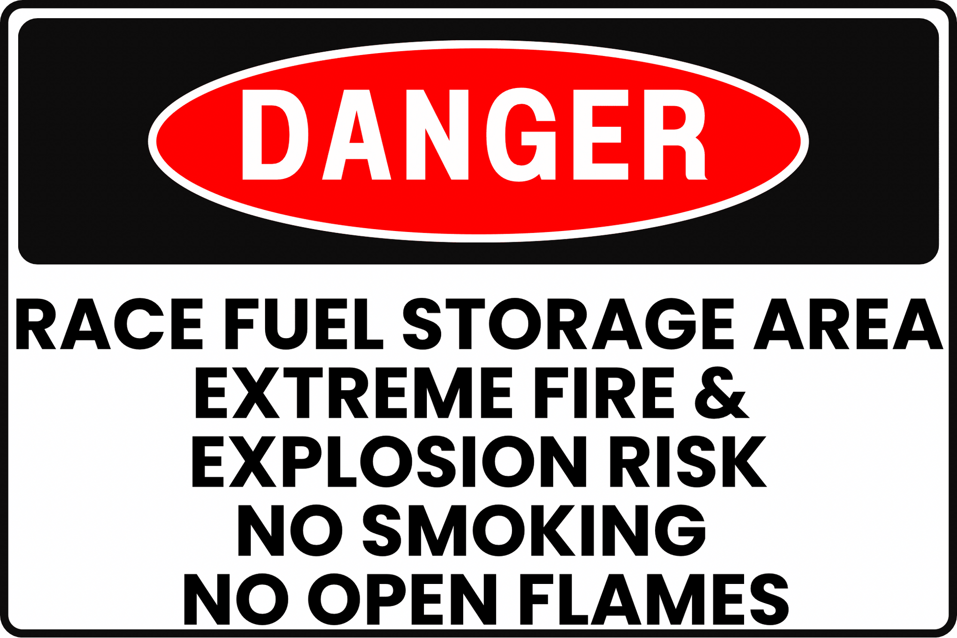 DANGER RACE FUEL STORAGE AREA SIGN - HIGHLY FLAMMABLE & EXPLOSIVE HAZARD, AUTHORIZED PERSONNEL ONLY PROTOCOL FOR MOTORSPORTS FACILITIES, 8X12 RUST - RESISTANT ALUMINUM WITH UV - RESISTANT GRAPHICS BY CGAP SAFETY - CGAP Industries