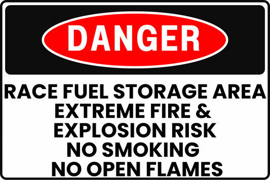 DANGER RACE FUEL STORAGE AREA SIGN - HIGHLY FLAMMABLE & EXPLOSIVE HAZARD, AUTHORIZED PERSONNEL ONLY PROTOCOL FOR MOTORSPORTS FACILITIES, 8X12 RUST - RESISTANT ALUMINUM WITH UV - RESISTANT GRAPHICS BY CGAP SAFETY - CGAP Industries